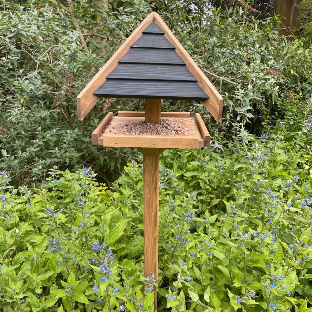 Charcoal Roof Bird Table with Mounting Stake