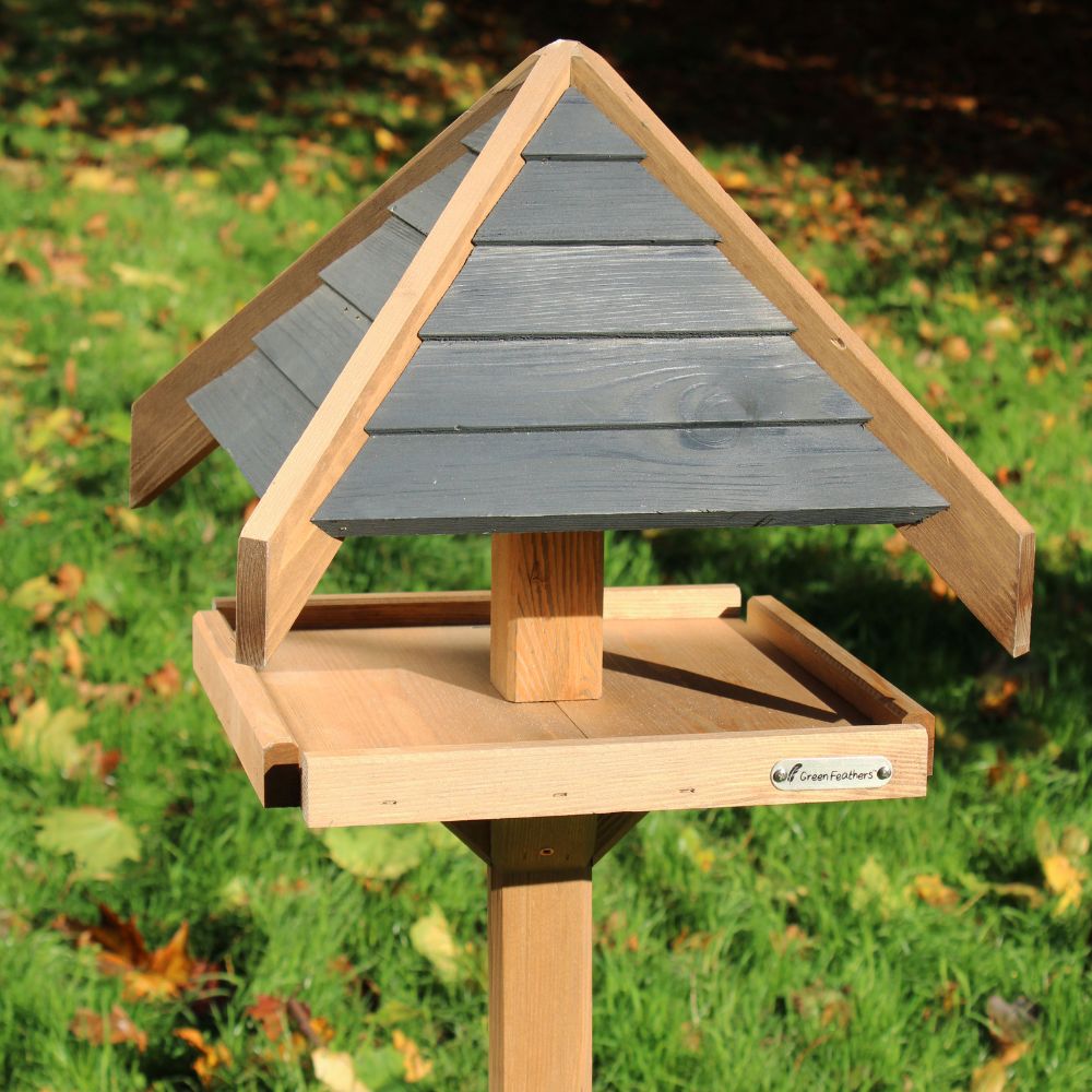 Charcoal Roof Bird Table with Mounting Stake