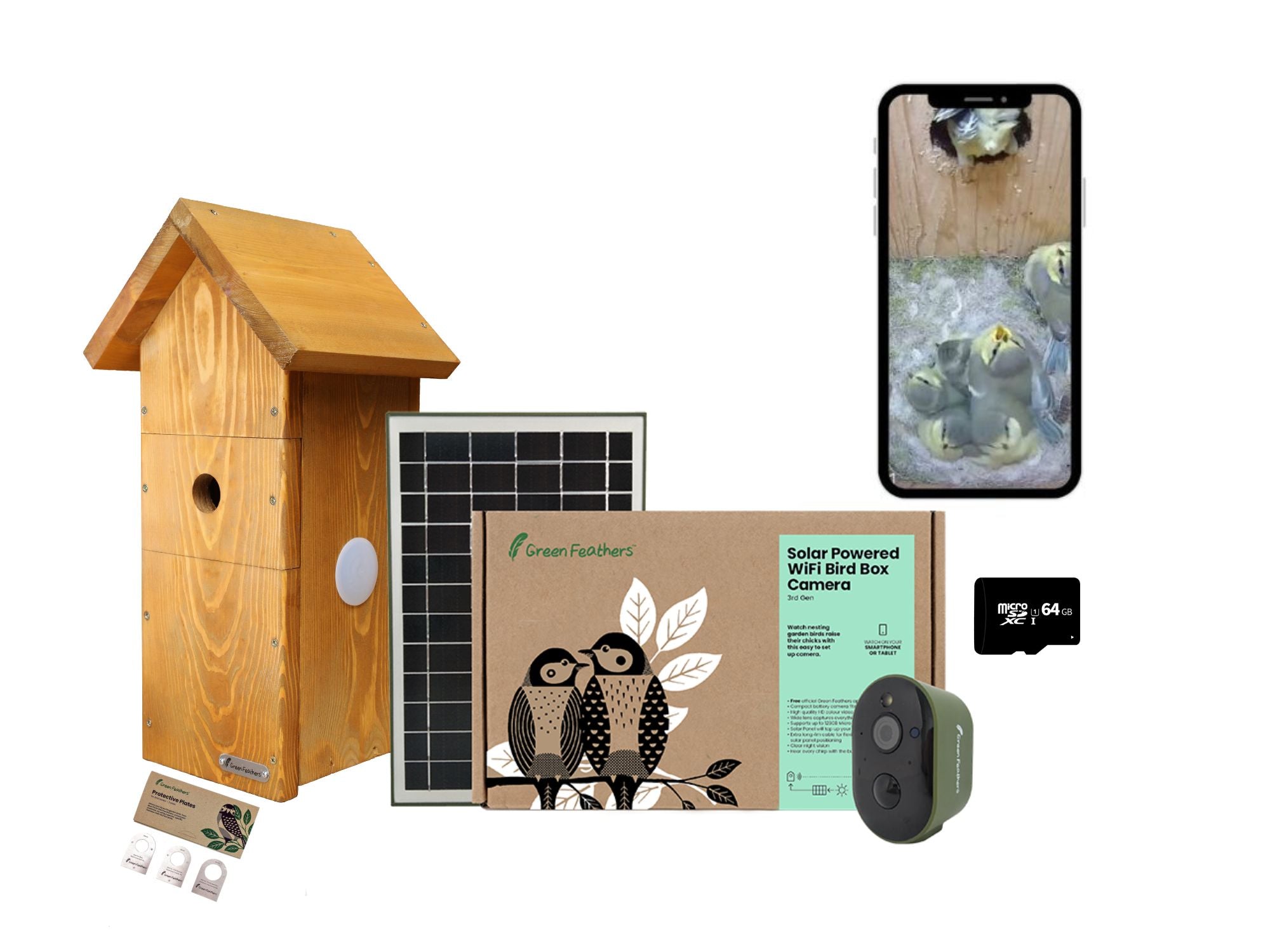 Solar Powered WiFi Bird Box HD Camera Complete Pack